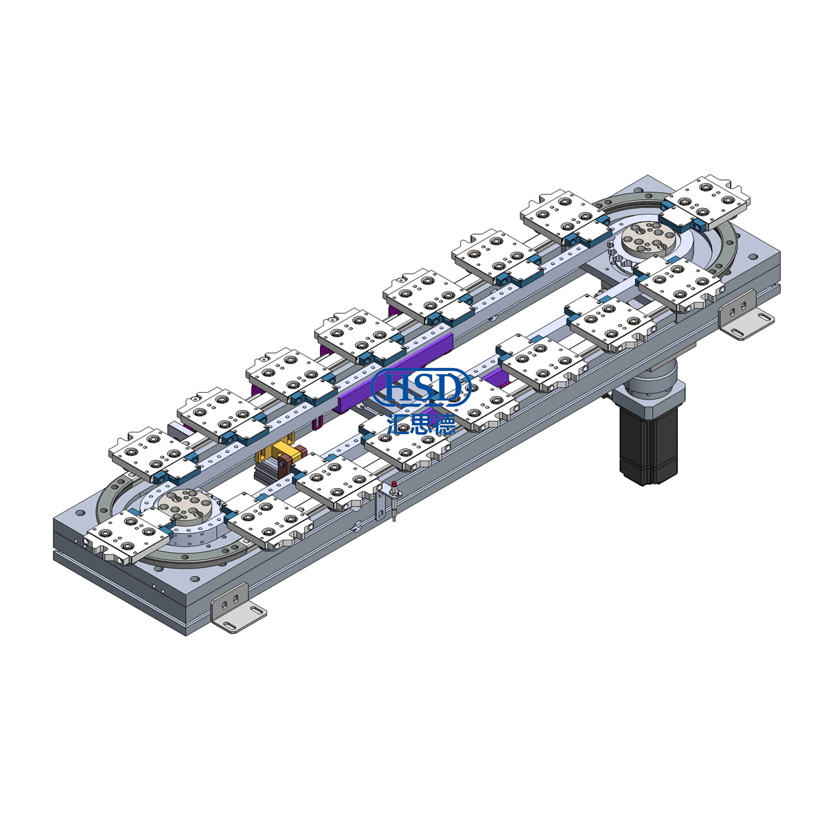 Elliptical profile chain Ring guide conveyor line 16 station 4 positioning Circu