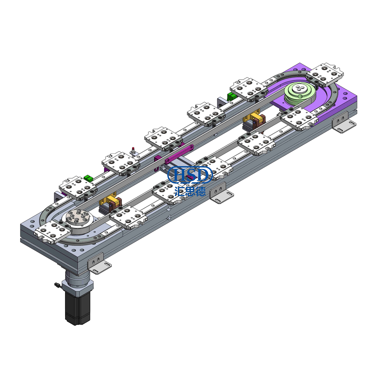 Ring guide conveyor system 12 station 3 positioning elliptical profile belt circulation line model