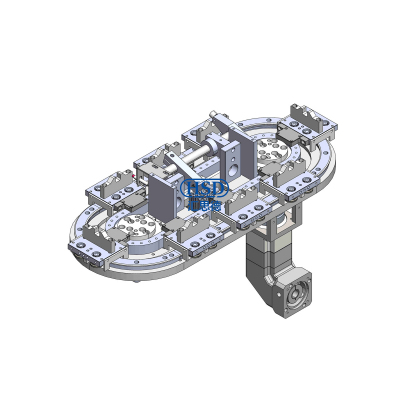 Elliptical baseplate chain circular guide conveyor line 8 station 1 positioning 