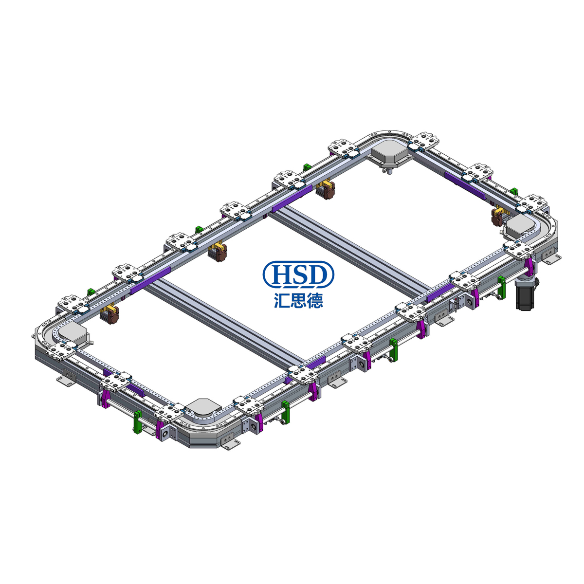 Ring guide conveyor line 18 station 16 positioning rectangular profile chain circulation line model