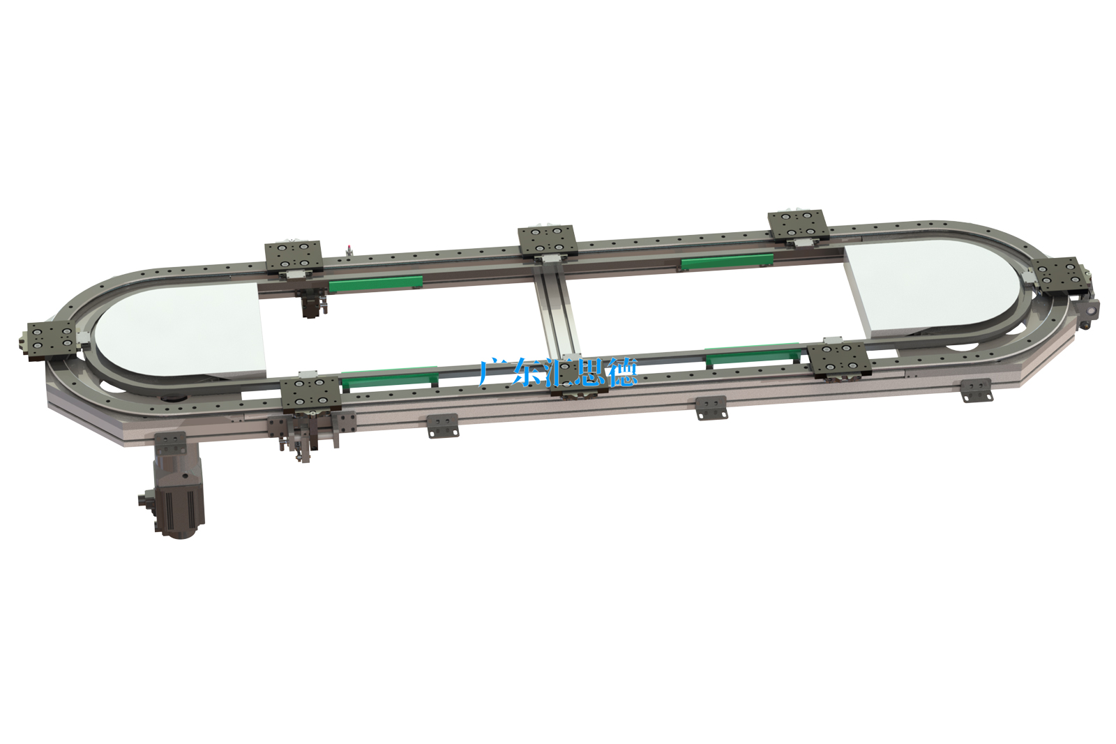 链条传动底板椭圆环形导轨输送线