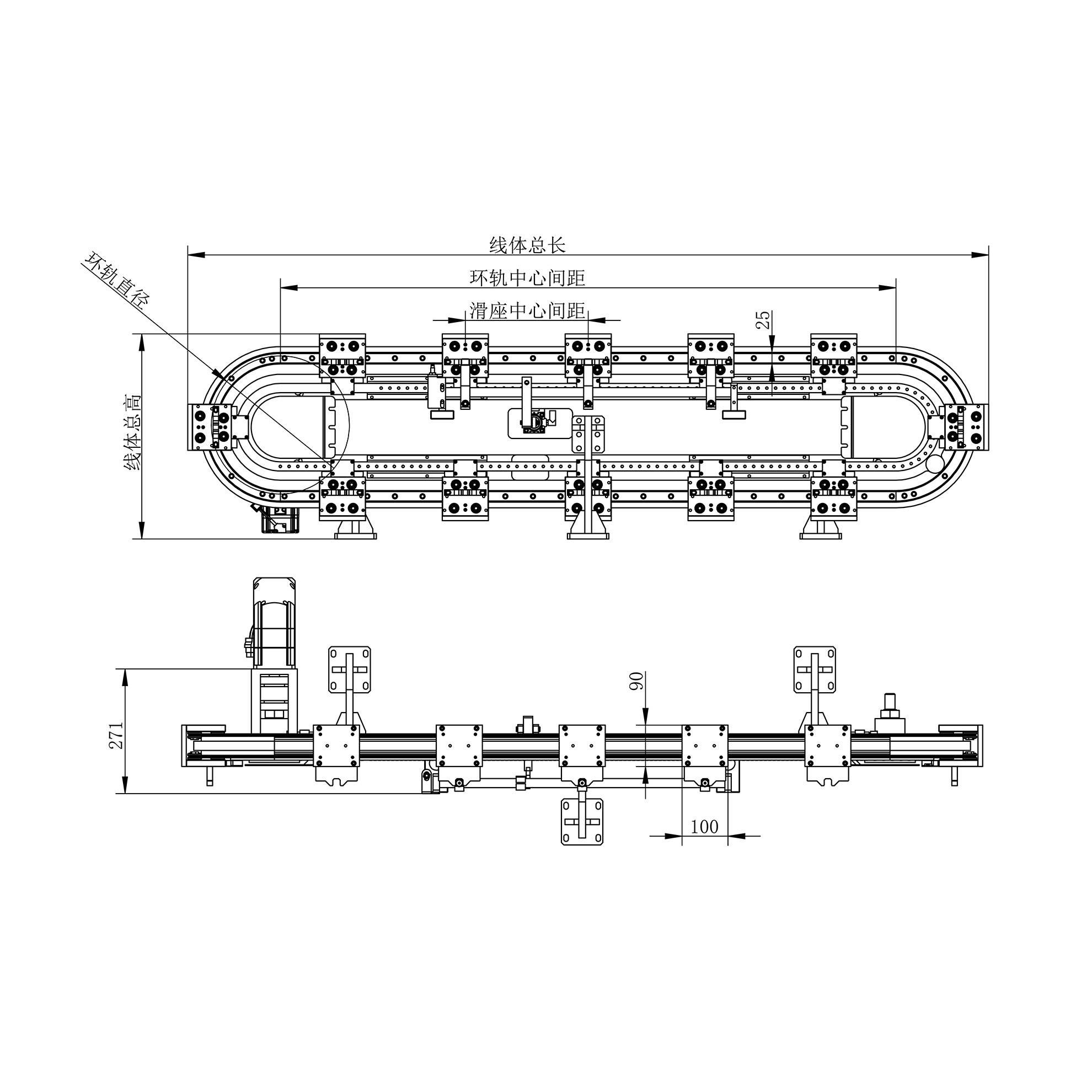 vertical double-track ring guide rail conveyor system